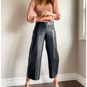 Aritzia Wilfred Women High Waisted Gondola Vegan Leather Pant Black 10